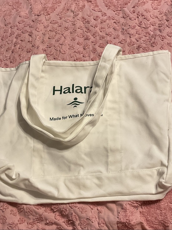 HALARA Handbags - HALARA White Canvas Tote with Green Logo
